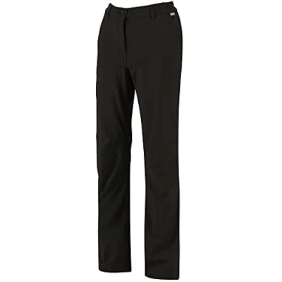 Image of Regatta Women Fenton Water Repellent and Wind Resistant Softshell Long Leg Trousers Black, Size 18