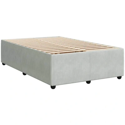 Image of vidaXL Small Double Bed Frame Light Grey Velvet/Plywood/Engineered Wood/Pine Wood Bedroom Furniture 120x190 cm