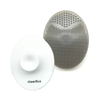 Image of HieerBus Facial Cleansing Brush,Soft Silicone Face Scrubber,Facial Exfoliation Scrub for Massage Pore Blackhead Removing Deep Scrubbing All Kinds of Skins (2ed White + Grey)