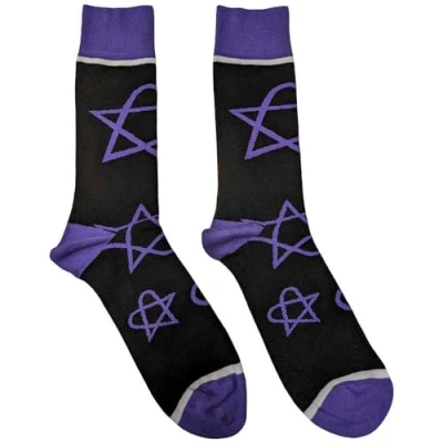 Image of Rock Off officially licensed products Him Purple Heartagrams Ankle Socks Size UK 7 11, Black, 11