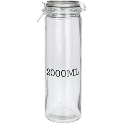 Image of Muddy Hands 2000ml Glass Storage Jar with Lid Clip Top Airtight Kitchen Food Fermenting Preserving Container