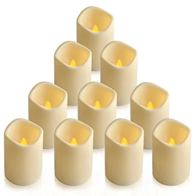 Image of Flameless LED Candles, Eleoption Outdoor Candle with 6 Hour Timer Built in Daily Auto ON OFF, Electirc Flickering Battery Pillar Candles (Pack of 12)