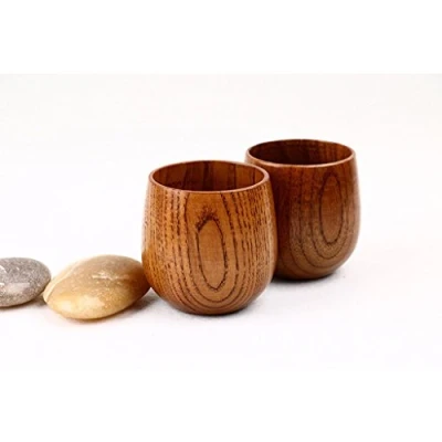 Image of Japanese Style Wooden Mug Breakfast Beer Milk Cup Coffee Wood Drinking