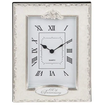 Image of Shudehill Giftware Celebration Diamond 60th Anniversary Small Clock Silver