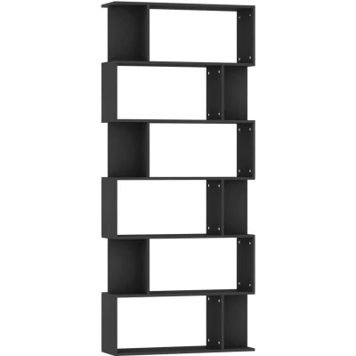 Image of vidaXL Book Cabinet/Room Divider Black 80x24x192 cm Engineered Wood