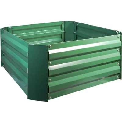Image of St Helens Home and Garden Metal Raised Bed, Square Shape, Anti Rust Coating, Easy Assemble For Vegetables, Fruits, herbs Flowers In Green