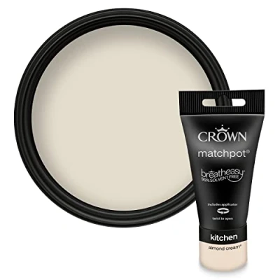 Image of Crown Easyclean Kitchen Matt Emulsion 40ml Sample Almond Cream