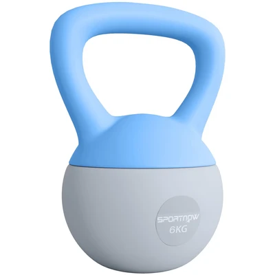 Image of SPORTNOW Soft Kettlebell, 6kg Kettle Bell with Non Slip Handle for Home Gym Weight Lifting and Strength Training, Light Blue Grey