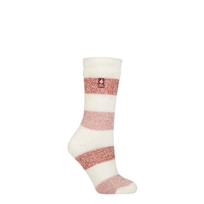 Image of Women&#039;s 1 Pair SOCKSHOP Heat Holders 2.3 TOG Patterned Thermal Socks Neve Cream / Muted Coral 4 8