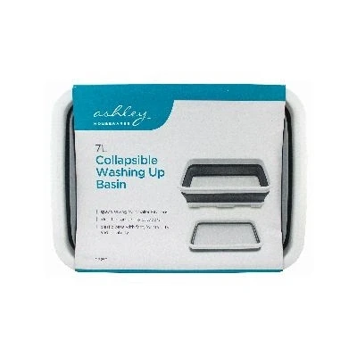 Image of White/Grey 7L Plastic Collapsible Washing Up Bowl By Ashley