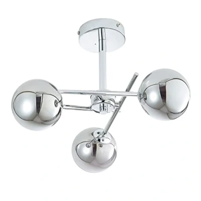 Image of LITECRAFT Estelle Ceiling Light Bathroom Semi Flush IP44 Rated 3 Arm Polished Chrome