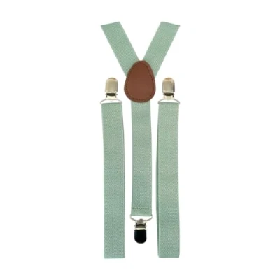 Image of DB Dickie Bow Men&#039;s Vintage Braces Adjustable Heavy Duty Clasps (Sage Green) suitable for formalwear, office, weddings, parties, grooms &amp; groomsmen outfits