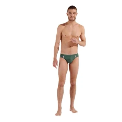 Image of HOM Men&#039;s Nautical Cup Swimsuit Swim Briefs, Khaki Stripe Ribbon, 42405
