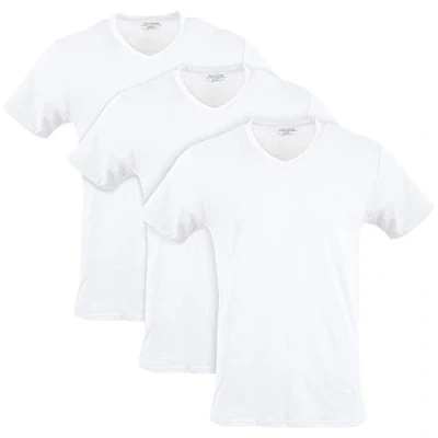 Image of GILDAN Men&#039;s Cotton Stretch T shirts, Multipack Underwear, Artic White (V neck 3 pack), M UK