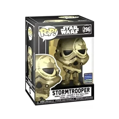 Image of 2021 Funko POP! WonCon Exclusive Star Wars #296 Golden Stormtrooper w/ Acrylic case