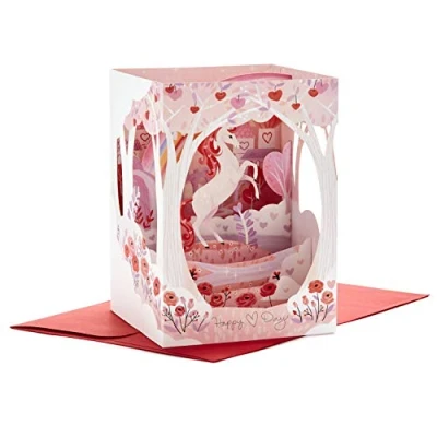 Image of Hallmark Paper Wonder Valentines Day Pop Up Card (Unicorn, Magical Wishes)