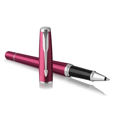 Image of Parker Urban Premium Rollerball Pen Vibrant Magenta Lacquer with Chrome Trim Black Ink Gift Boxed