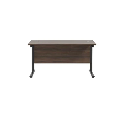 Image of Jemini Rectangular Double Upright Cantilever Desk 1200x600x730mm Dark Walnut/Black KF822950
