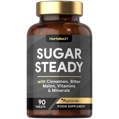 Image of Blood Sugar Support Supplement 90 Tablets with Chromium, Ceylon Cinnamon Extract &amp; Gymnema Suitable for Vegetarians by Horbaach