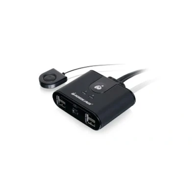 Image of IOGEAR USB 2.0 2x4 Peripheral Switching Hub 2 PC Share To 4 Devices Up 480Mbps Mobile Charging Mouse/Keyboard Printer Scanner EX HD LED Indicators w/Remote GUS402