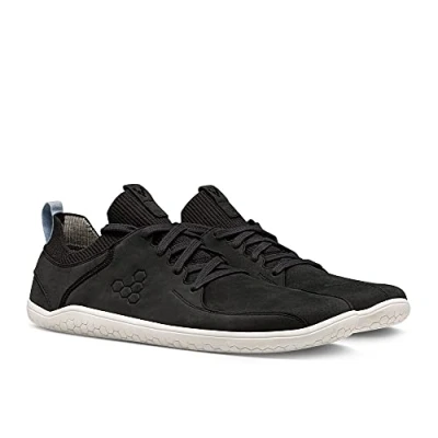 Image of VIVOBAREFOOT Primus Knit Lux II, Womens Leather and Wool Premium Trainer, with Barefoot Sole Obsidian