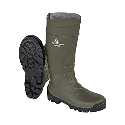 Image of Delta Plus Gold2 S5 SRC Safety Wellington Boots Slip Resistant Color: Khaki Black Size: 11
