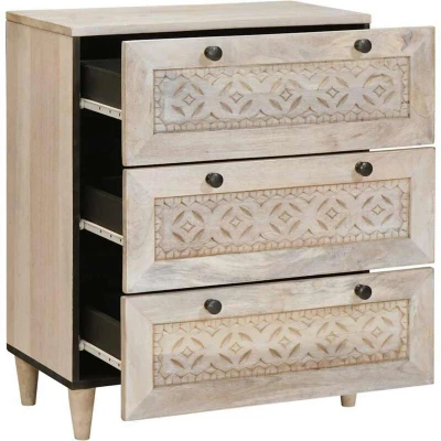 Image of vidaXL Sideboard with Drawer White 60 x 33 75 cm Solid mango wood