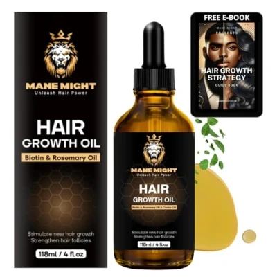 Image of Mane Might Hair Growth Oil Loss Treatment with Rosemary, Castor, Jojoba, Argan &amp; Tea Tree 100% Natural Formula for Thickness 118ml