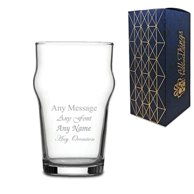 Image of Personalised Engraved 10oz Nonic Glass, Gift Boxed, Personalise with Any Name and Message, Perfect for Beer Lovers, Occasion