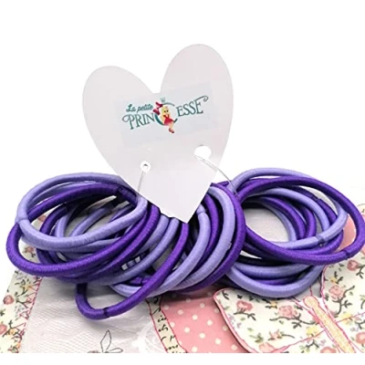 Image of Set of 36 Thick 4 mm Elastic Hair Ties, School Uniform Bands Ponytail Holders Bobbles for Women Girls Ties (Purple Petite jardain)
