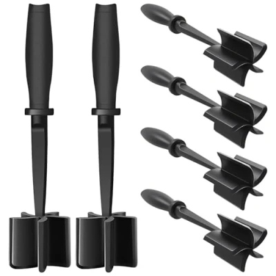 Image of 6pcs Mince Meat Masher Heat Resistant Chopper with Non Slip Handle Multifunctional and Mix Hamburger Nylon Ground Beef for Meat, Minced Butter, Potato