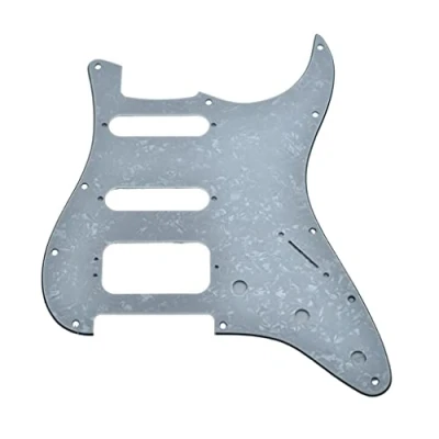 Image of KAISH 11 Hole American Modern Strat Style HSS Pickguard 3 Screw Round Corner Humbucking Pickup Mounting for Stratocaster/Strat White Pearl