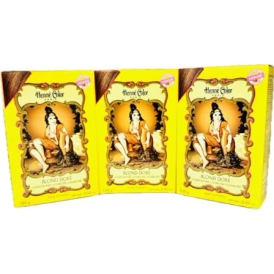Image of Golden Blonde Henna Hair Dye Henne Color Powder 3 x 100g with Fenny&#039;s Creations Shower Cap