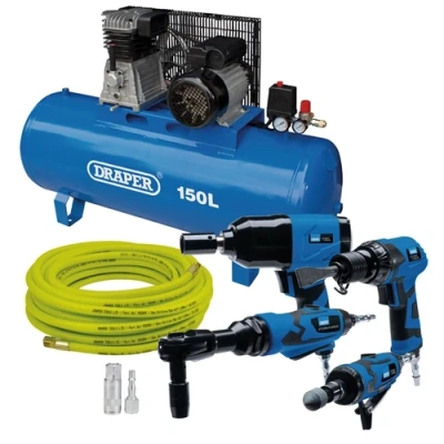 Image of Draper Compressor &amp; Air Tool Kit, 150L