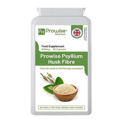 Image of Psyllium Husks 1500mg x 90 Capsules Natural Dietary Fibre for Colon Cleansing &amp; Bowel Health UK Manufactured GMP Standards by Prowise Healthcare