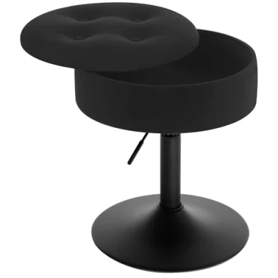 Image of WOLTU Dressing Table Stool, Makeup Vanity Stool with Storage, 360Swivel Round Velvet Height Adjustable 49.5 65cm Small for Dining Room Kitchen Office Salon,Dark Gray,BH329dgr 1 UK