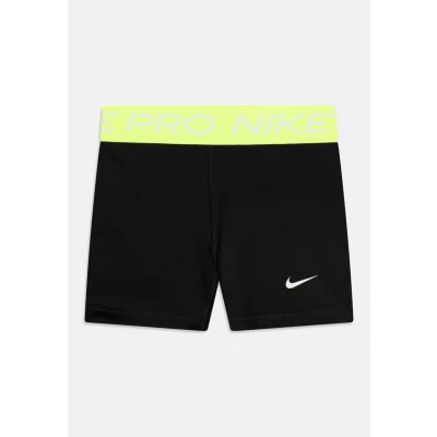 Image of Nike Girl&#039;s G Np Df 3in Short Upper Thigh Length Tight, Black/Volt/White, 14 15 Years