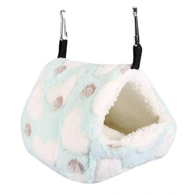 Image of Winter Warm Bird Nest House Hut Bed Hanging Hammock Toy for Parrot Parakeet Cockatiel Budgie Conure Lovebird Finch Canary (14x12cm Blue)