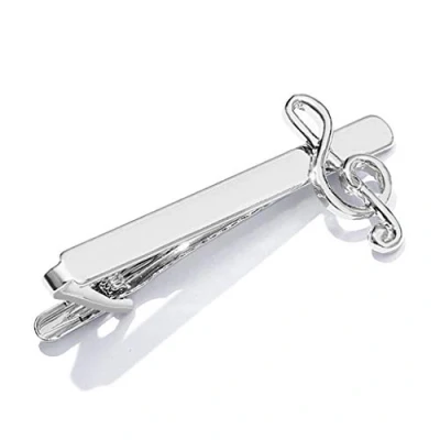Image of MISHITI Business Tie Bar Men Clip Creative Silver High end Fashion Clips Gifts Charms Jewelry Pins Music Note Decoration Shirt Suit Clothing Accessories