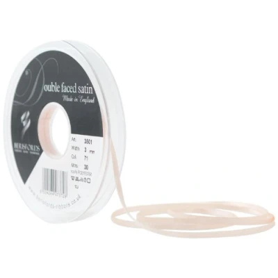 Image of Berisfords Double Satin Ribbon, Peach, 3 mm