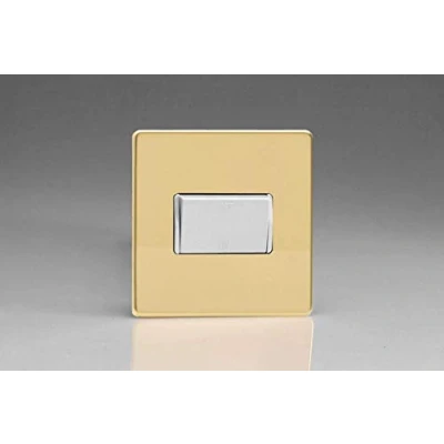 Image of XDVFIWS Varilight Flat Plate Screwless Polished Brass Fan Isolator Switch White Insert
