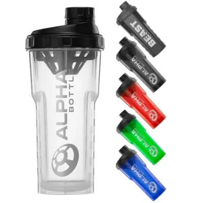 Image of Alpha Designs Protein Shaker Bottle 750ml Gym Cup for Powder Shakes &amp; Sports Supplements Pre Workout Mixer BPA Free 0.75L Clear