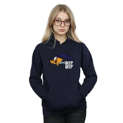 Image of LOONEY TUNES Women&#039;s Road Runner Beep Hoodie Small Navy Blue