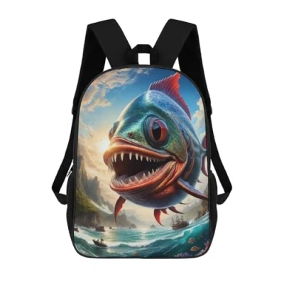 Image of TNFHSOFT Children’s Piranha Backpack Girls Boys, Rucksack Bag,Primary School,Perfect For Back To Kids School Or Pe,Gifts And Travel,Causal Travel Bags 17inch