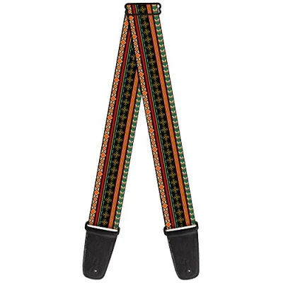 Image of Buckle Down Guitar Strap Aztec5 Reds Blues Greens Yellows 2 Inches Wide