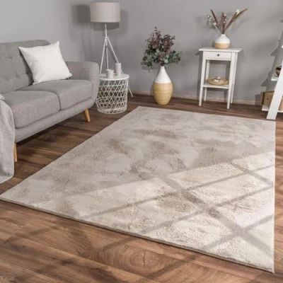 Image of TT Home Thick Rug Large Livingroom Soft Unicoloured Modern, colour:Beige, Size:200x280 cm