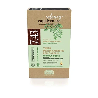 Image of Helan Capelvenere Colours Copper Blonde Hair Dye Permanent, Gentle Formula 6.15, 100% Golden Coverage Natural Easy to Use, Odourless Ammonia &amp; Alcohol Free Colour