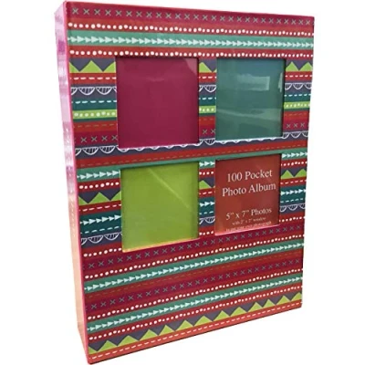 Image of Tallon Slip In Designer Photo Albums Hold 100 5&quot; x 7&quot; Photos Memory Keepsake Travel (Pink Shapes)