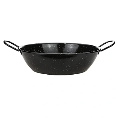 Image of Enamel Kadai Wok Pan 26cm Non Stick Karahi Kadhai with Handles Flat Bottom Deep Frying Cooking Serving Dish Heavy Duty Indian Samosa Paella (26cm)