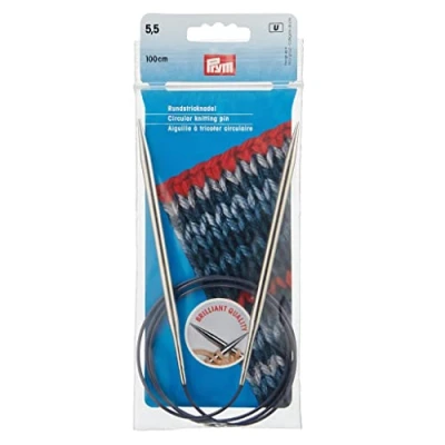 Image of Prym Circular Knitting Needle, Brass, Silver, 5.5 mm